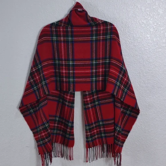 Mud Pie Red Plaid Fringe Scarf - Picture 7 of 12